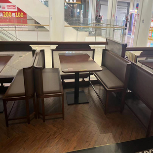 J8 Dining Table Furniture Booth Sofa Solid Wood Milk Tea Shop Catering Cafe Table and Chair Combination Stool Modern Simple G3
