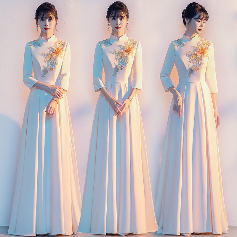 Chorus Performance Dress for Women, Adult Long Gown, Evening Dress, Host, Poetry Recitation, Solo Performance, Conductor Competition, High-End Long-Sleeve Chorus Performance Dress for Women, Adult Long Gown, Evening Dress, Host, Poetry Recitation, Solo Performance, Conductor Competition, High-End Long-Sleeve
