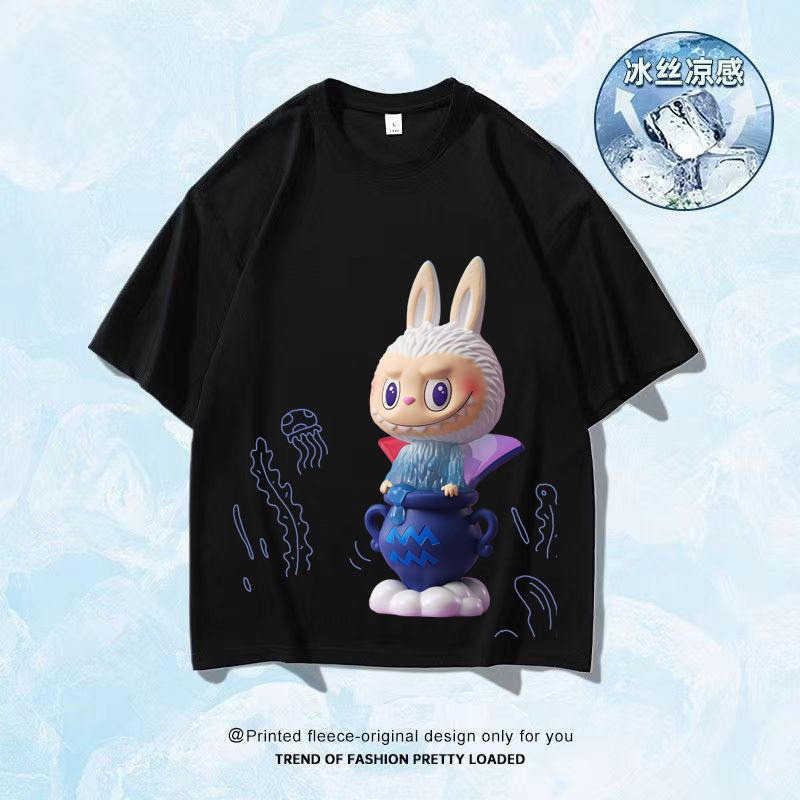 2026 helado seda camiseta impresa de manga corta logotipo grande ropa de trabajo DIY ropa de trabajo impresa de cuello redondo camiseta