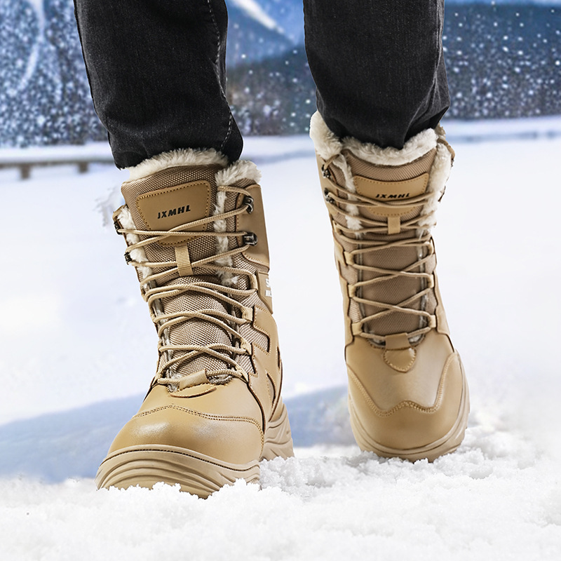 Botas transfronterizas de alto impacto a prueba de frío invierno de vello grueso botas de combate al aire libre botas de montaña de hombre botas de nieve