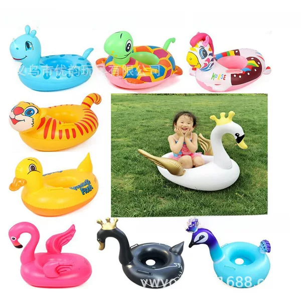 Children's swimming seat cross-border water toys baby swimming ring wholesale cartoon life buoy inflatable animal boat