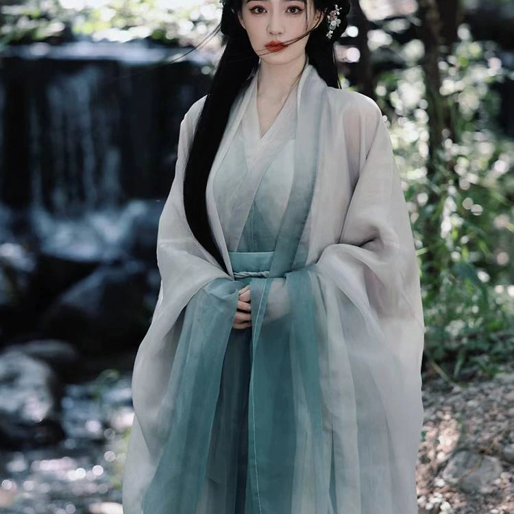 Женский стиль Ханфу в стиле Сю Лу, древний костюм династий Вэй, Цзинь, Северная и Южная династии, прохладная рубашка с широкими рукавами и перекрестным воротником, юбка-ру до талии и комплект с широкими рукавами.