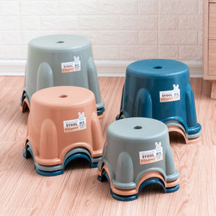 Cartoon Children's Small Stool, Thickened and Non-Slip, Household Plastic Stool, Adult Shoe-Changing Chair, Baby Footrest Small Round Stool