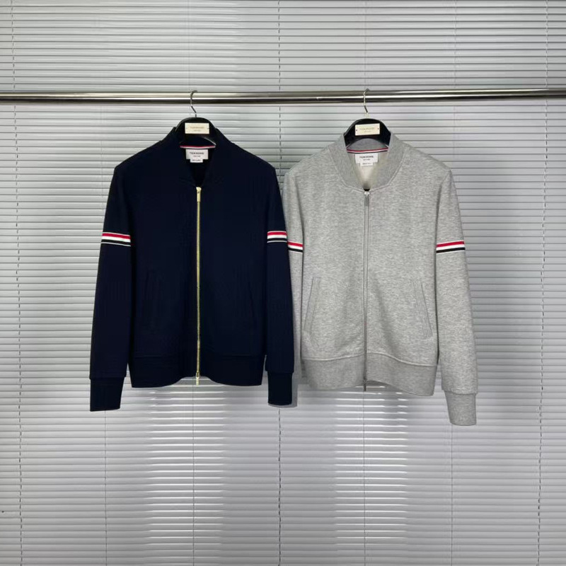 Tb Factory Direct Autumn and Winter New Double-Sleeve Webbing Stand Collar Zipper Baseball Jacket Unisex Casual Comfortable Sweatshirt