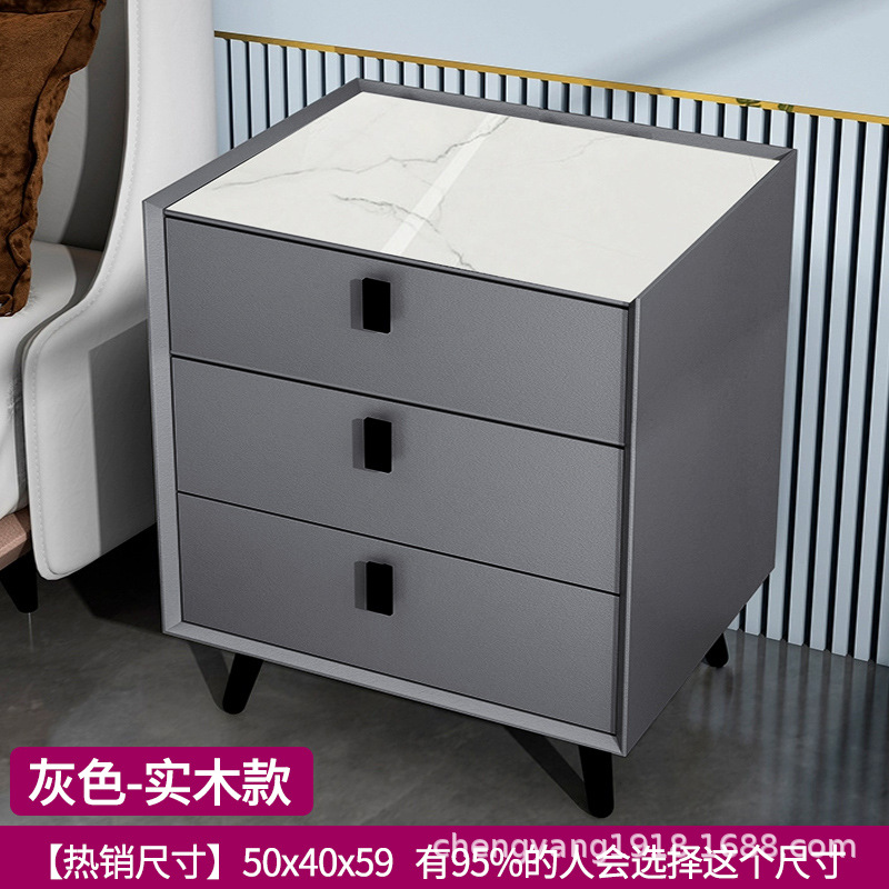 Mesita de noche madera maciza Placa de roca simple moderno Internet celebridad dormitorio mesita de noche protección del medio ambiente todo partido gabinete de almacenamiento mesita de noche