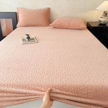 秋冬新款高克重加厚保暖牛奶绒烂花床笠单件床单垫保护罩加绒床笠