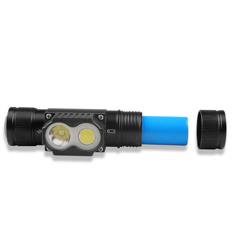 New XTE+COB Type-c Charging Red Light Warning Outdoor Mountaineering Aluminum Alloy LED Headlamp_desvips.com