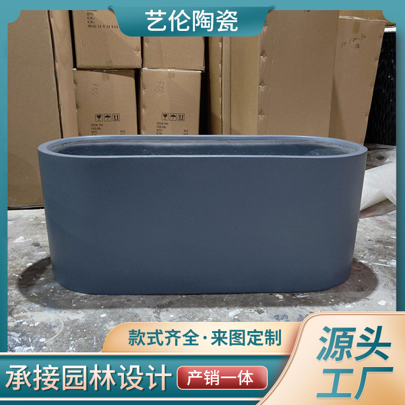 Simple Oval Glass Fiber Reinforced Plastic Floor Large Vase Flower Vase Dried Flower Insert Flower Groove Flower Tank Airport Lobby Decorative Flower Bed