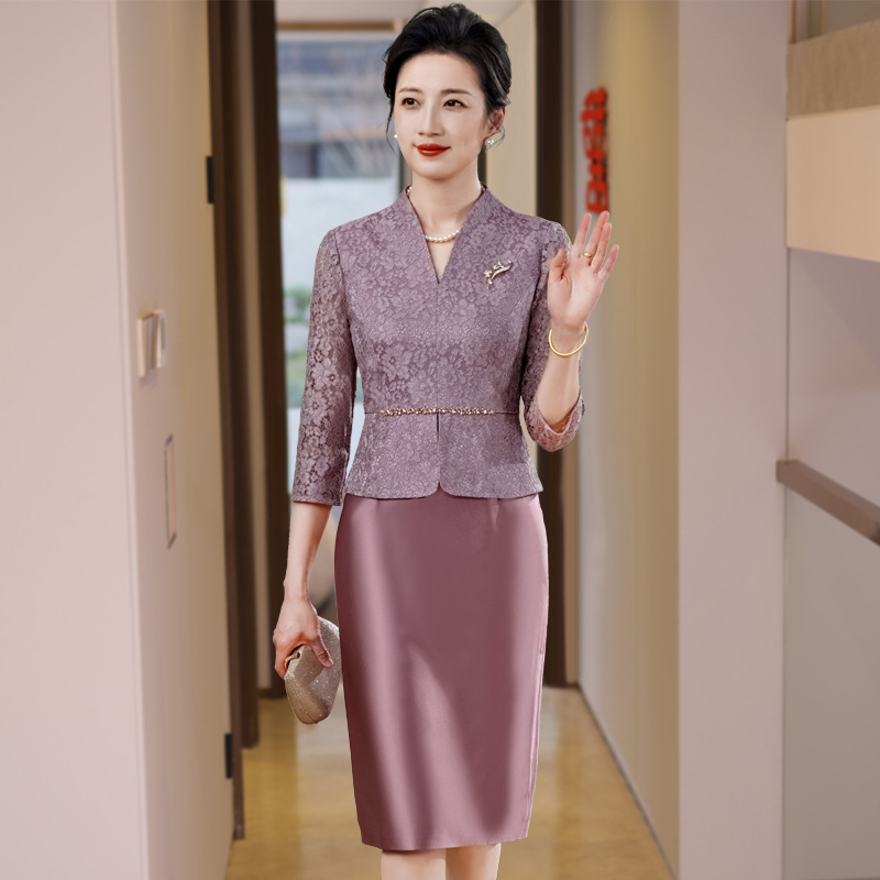 Bright Purple Elegant Mother-In-Law Wedding Banquet Outfit 2025 New Model, Noble, Youthful, Fashionable, Slimming, Tummy-Concealing Two-Piece Dress for Women Bright Purple Elegant Mother-In-Law Wedding Banquet Outfit 2025 New Model, Noble, Youthful, Fashionable, Slimming, Tummy-Concealing Two-Piece Dress for Women