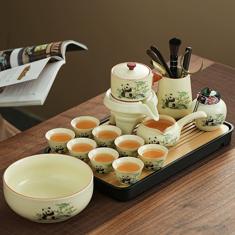 2024 New Panda Ruyao Kung Fu Tea Set for Home Tea Pot Lid Bowl Guochao Gift Festival Business Gift