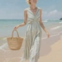 夏季气质v领女士连衣裙