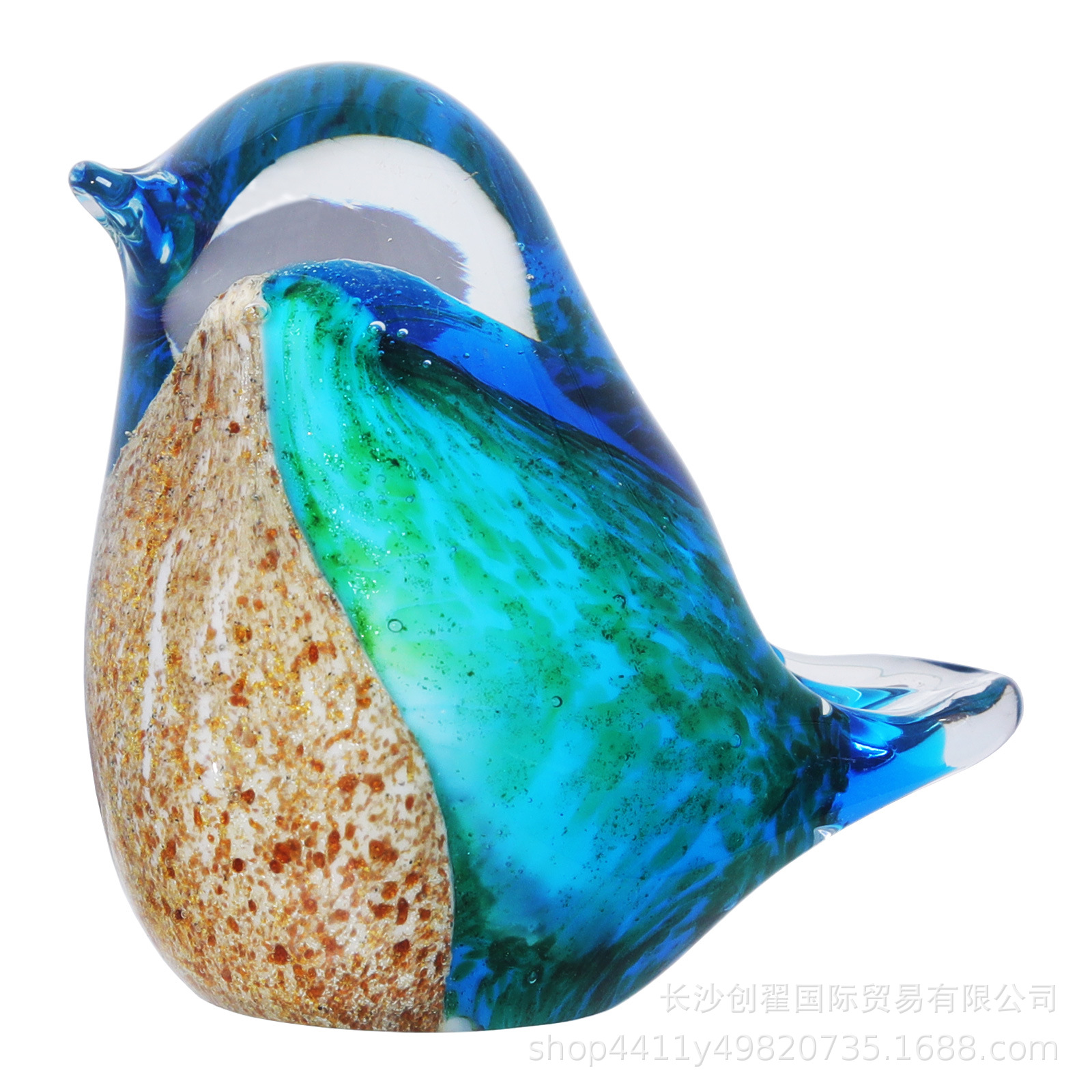 Nórdico creativo verde hecho a mano esmalte de color decoración de aves artesanías hogar Kingfisher decoraciones de escritorio de suministro transfronterizo