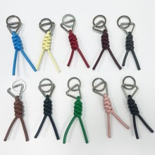 B家新款三角形钥匙扣真皮编织金刚结钥匙圈高档钥匙挂件现货