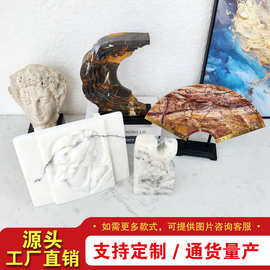 现代奢石雕塑摆件售楼处样板间客厅玄关电视柜书房大理石家居饰品