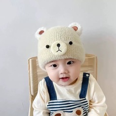秋冬季男潮女童套头帽宝宝小熊针织帽毛线帽保暖儿童帽子可爱冬天