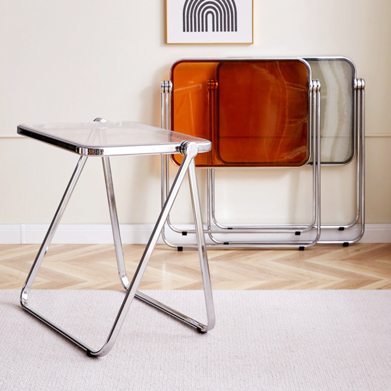 Simple moderno neto rojo ins metal transparente portátil plegable mesa cuadrada portátil de almacenamiento de oficina mesa de estudio