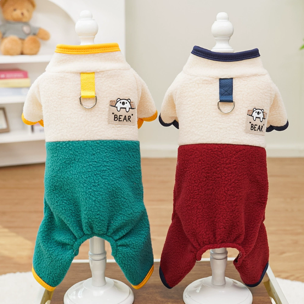 Одежда для собак и кошек среднего размера на четырех ногах, товары для собак, флис контрастного цвета, теплый кросс-бордер для кошек, осень и зима