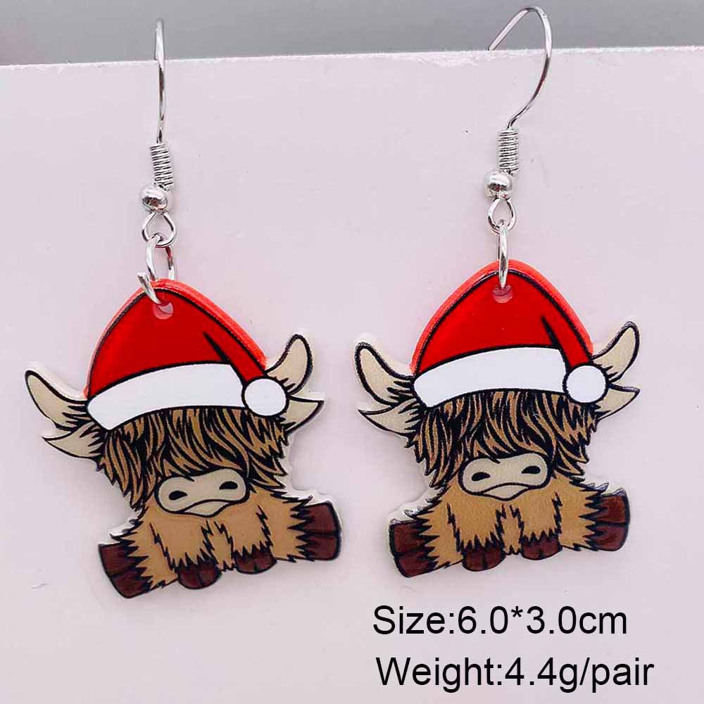 1 Pair Cute Christmas Tree Skull Antlers Arylic Drop Earrings display picture 3