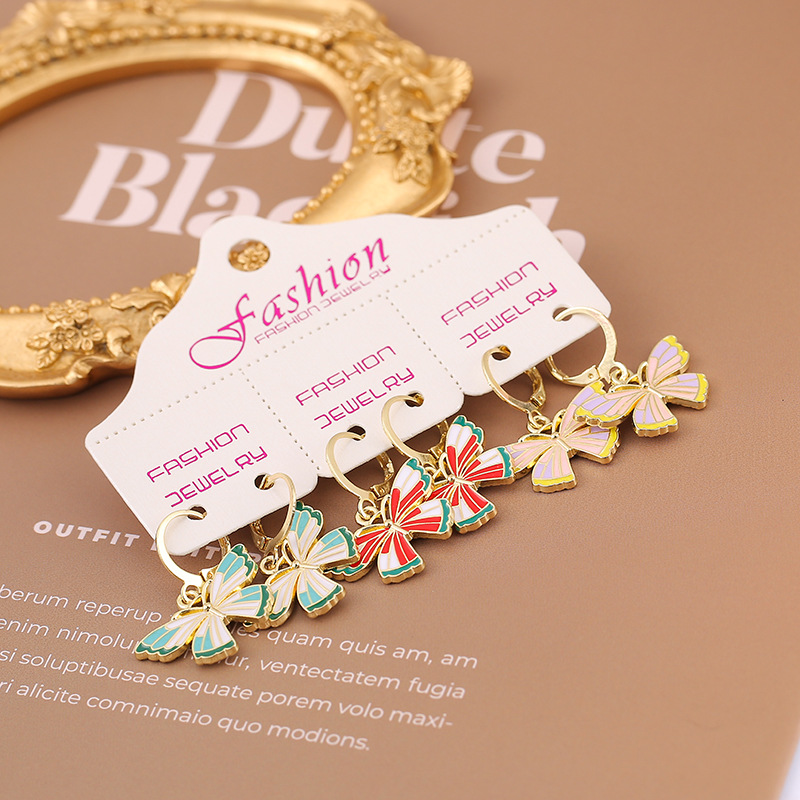 1 Set Fashion Flower Alloy Enamel Womenu0027S Dangling Earrings