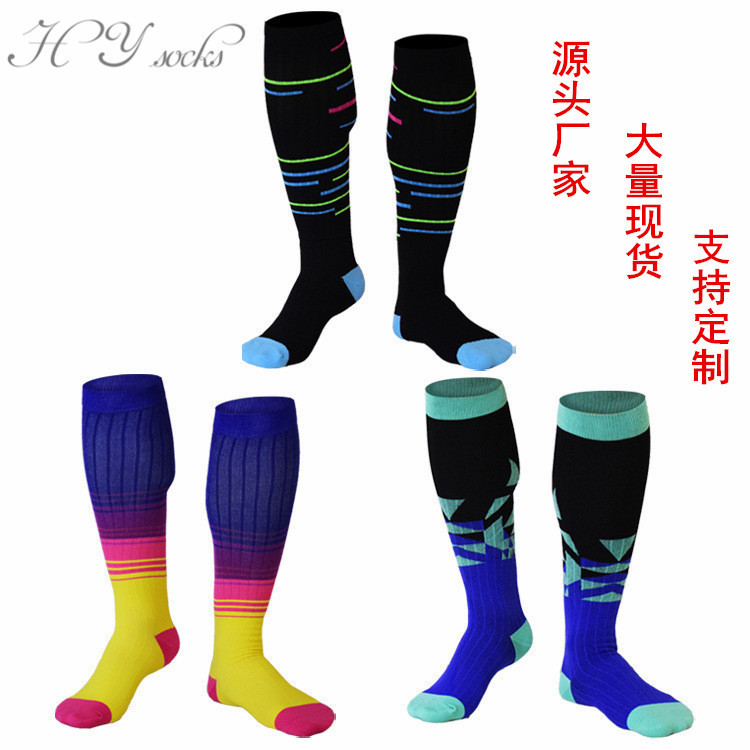 Gradient Pressure Socks, Sports Compression Socks, Color Matching, Breathable, Sweat-Absorbent, Non-Slip Sports Elastic Socks, Mid-Calf Socks, Pressure Socks