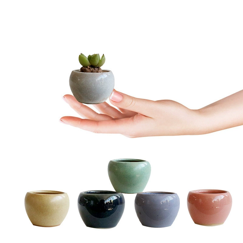 Мясо цветочный горшок дышащий небольшой молочный горшок горшок большой палец глиняная керамика пасторальный фиолетовый песок простой маленький цветочный горшок бесплатная доставка