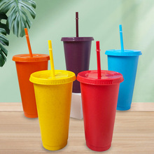 新款塑料杯大容量塑料吸管杯多色可選批發