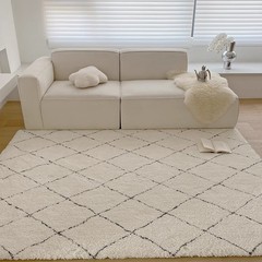 奶油风客厅地毯大面积满铺沙发茶几毯家用卧室床边毯加厚飘窗地毯