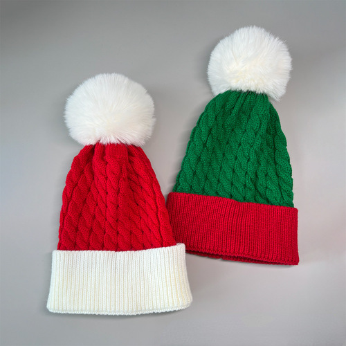 European and American Christmas Hat Wool Hat Autumn and Winter Warm Wool Ball Hat Merry Christmas Bell Hat