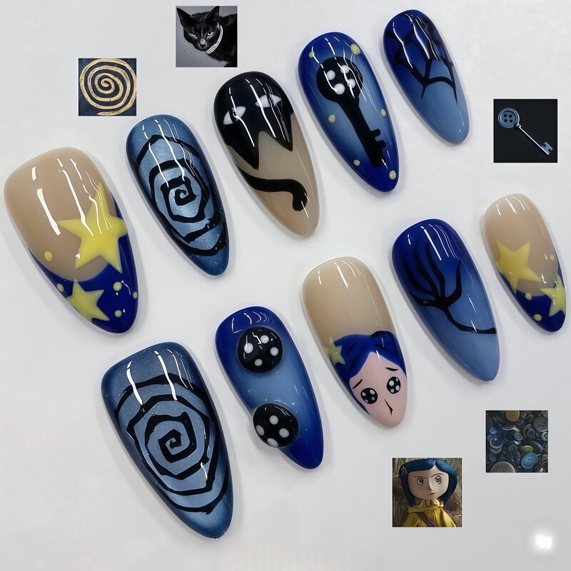 Halloween 3D Short Almond-Shaped Ghost Mom Nail Art Stickers in a Playful Style, Trendy Nail Patches, Press-On Nails Halloween 3D Short Almond-Shaped Ghost Mom Nail Art Stickers in a Playful Style, Trendy Nail Patches, Press-On Nails