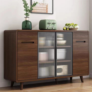 Solid Wood Frame Sideboard Modern Simple Living Room Wine Cabinet Tea Cabinet Kitchen Storage Cabinet Storage Cabinet Integrated Wall