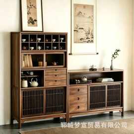 新中式老榆木博古架书柜组合多宝阁茶叶茶具展示柜客厅玄关储物柜