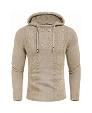 H 68053 Oversized Hooded High Neck Knit Sweater ��a�Bñë��