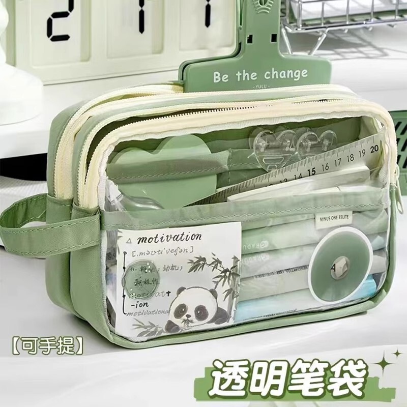 透明笔袋韩国ins高颜值文具盒高级感小学生铅笔盒女生超大文具袋|undefined
