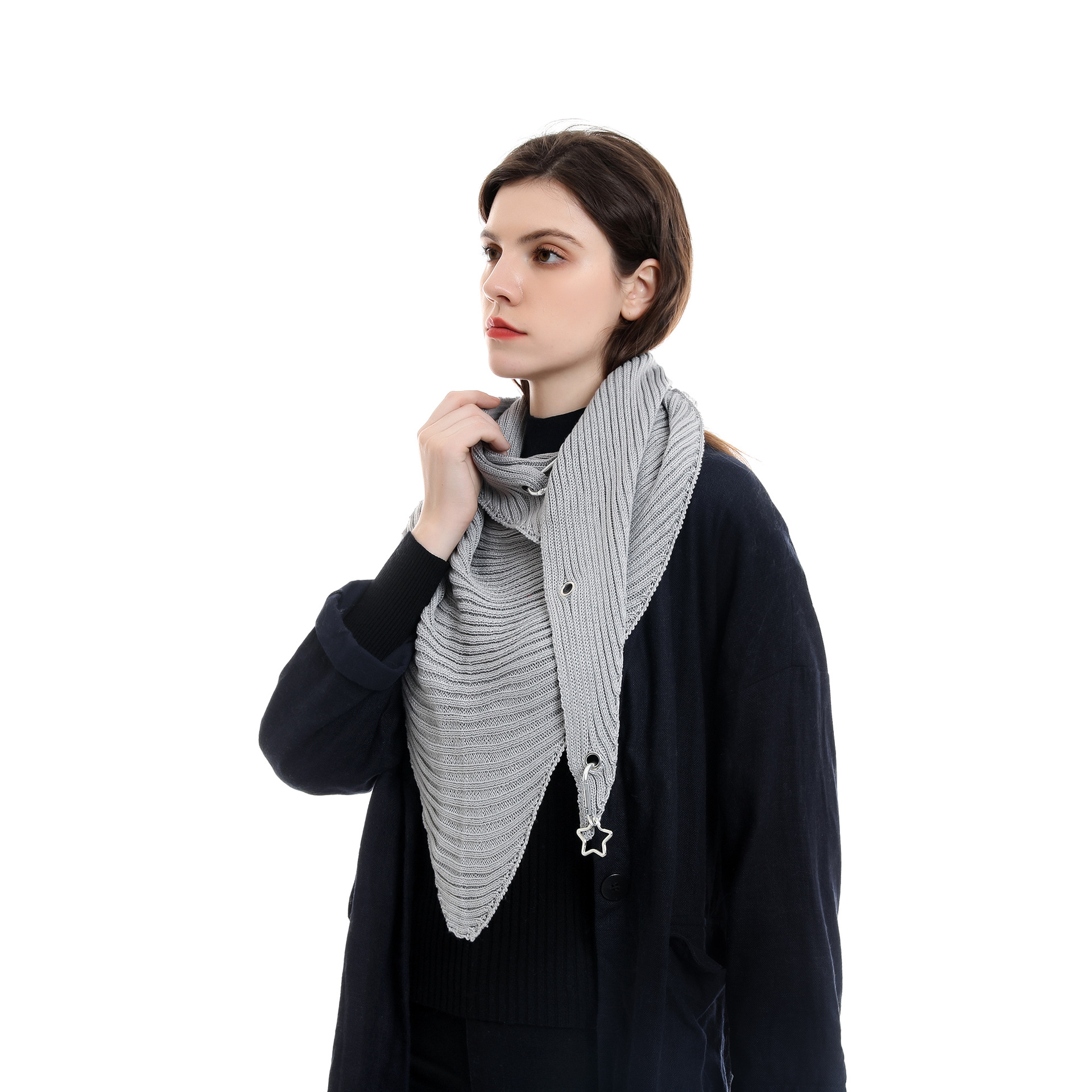 Otoño e invierno nueva bufanda de lana cálida para hombres y mujeres mismo triángulo bufanda temperamento de moda personalidad simple 2021