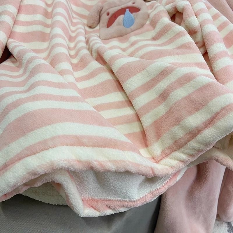 산호 양털 잠옷 여성의 가을과 겨울 기모 두꺼운 학생 실 스타일 기숙사 귀여운 돼지 집 옷