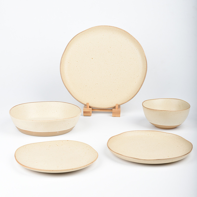 Hotel Tableware in an Instagram-Style Irregular Reactive Glaze Design, High Aesthetic Value Retro Bowls and Plates for Home Use, Exclusively for Cross-Border Sales