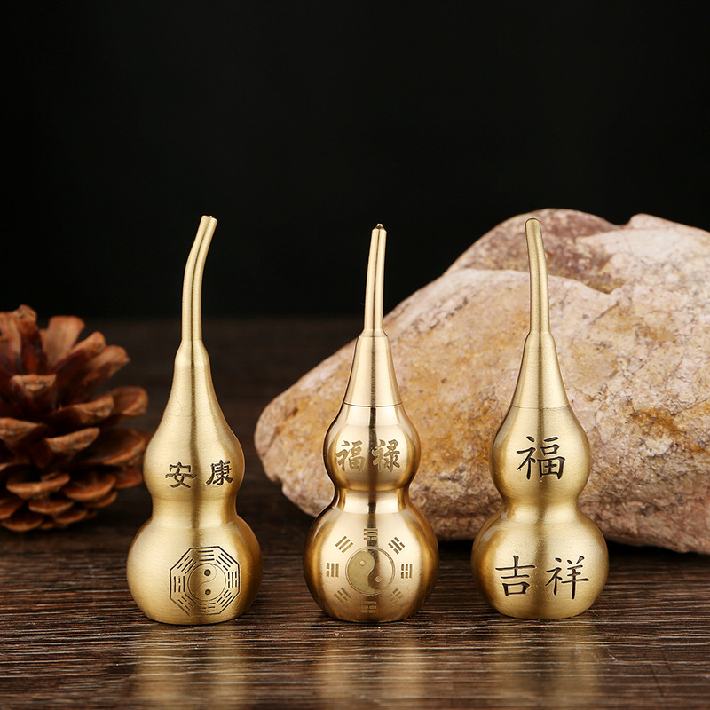 Top Open solid color gossip Ping An Fu Lu Feng Shui copper gourd decoration home decoration opening gift Yiwu small commodity