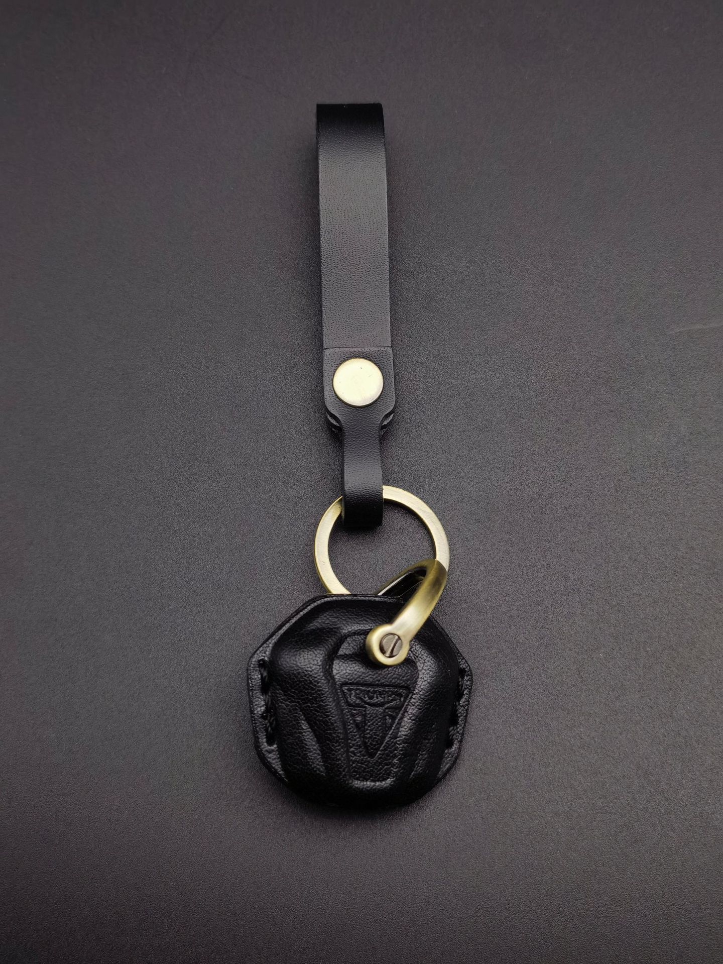 Kaixuan – Genuine Leather Key Static Rod/Key Bag - black