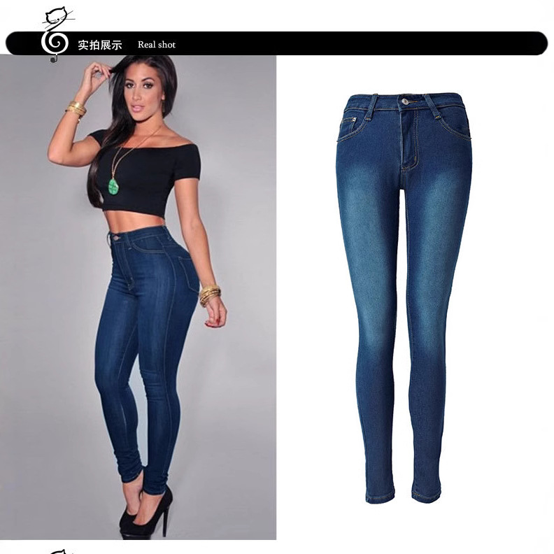 Suministro transfronterizo nuevo deseo AliExpress Ebay europeos y americanos populares cintura alta estiramiento Delgado lápiz Pantalones