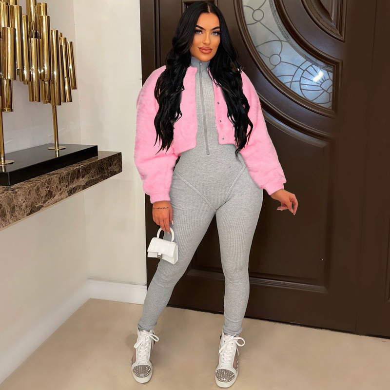 Amazon Hot Selling European and American Autumn and Winter Women's Casual Fashion Loose Faux Fur Short Jacket Imitation Rabbit Fur Jacket