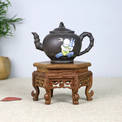 Solid Wood Teapot Base Stand, Tea Set Shelf Teapot Stand Round Tea Cozy Paddle Tea Ceremony Tea Set Heat Insulation Zisha Intention Race