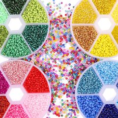 6格箱入り混色系ガラス米珠手作りDIYブレスレットネックレス材料6色セット装飾品アクセサリー