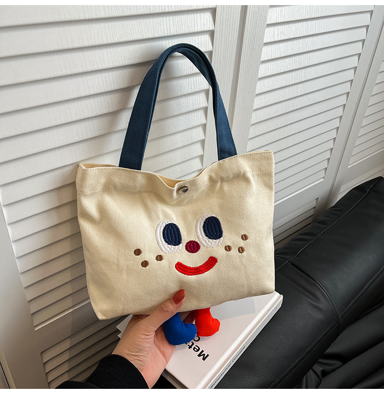 ins mini canvas bag, cute peach tote bag, Korean girl snack bento small bag canvas bag wholesale undefined