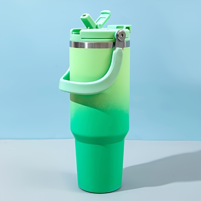 Explosión transfronteriza gradiente 30oz taza de automóvil portátil de gran capacidad con paja 304 taza de aislamiento al vacío de acero inoxidable