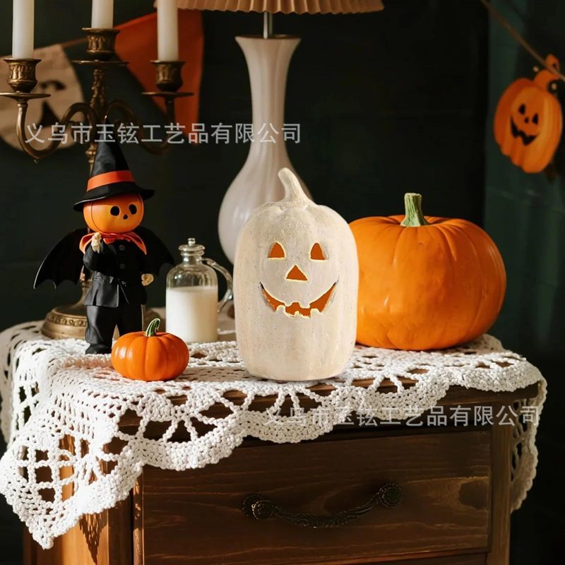 跨境爆款Handmade Terracotta Jack O' Lantern树脂南瓜灯南瓜灯|undefined