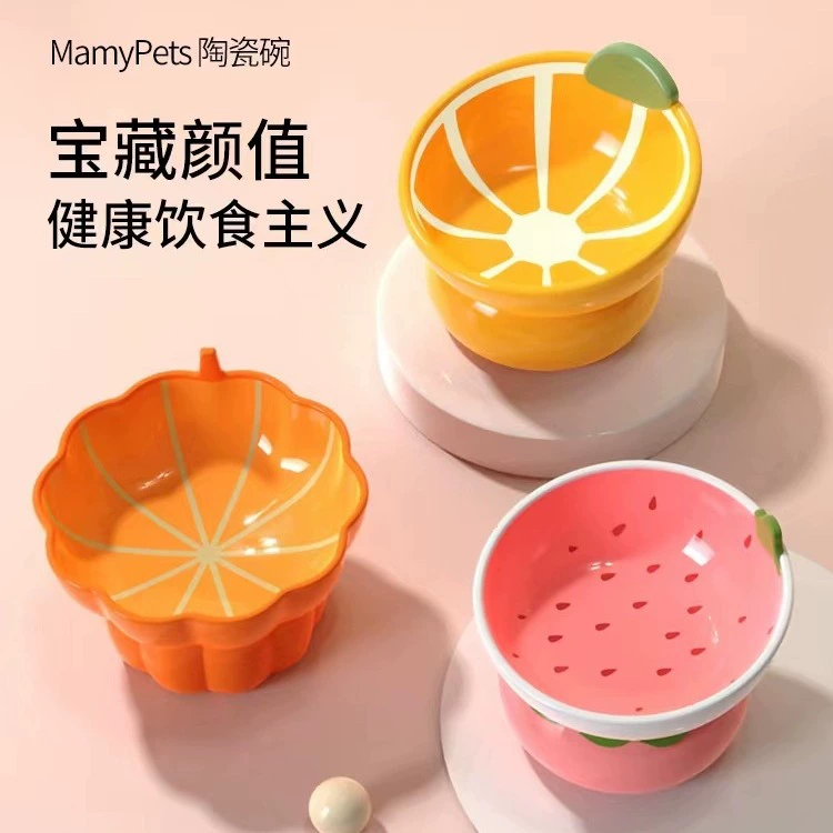 Керамическая миска для кошек, миска для корма, подставка для миски с наклонной кромкой, миска для воды, защита шейного отдела позвоночника, для кошек и собак