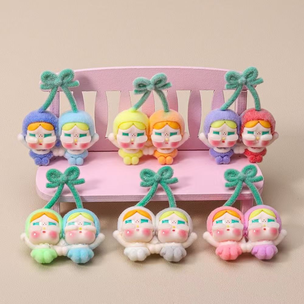 New Flocked Cherry Crying Doll Cartoon Cute Resin Office Decoration DIY Accessories Car Accessories Wholesale Ins Style