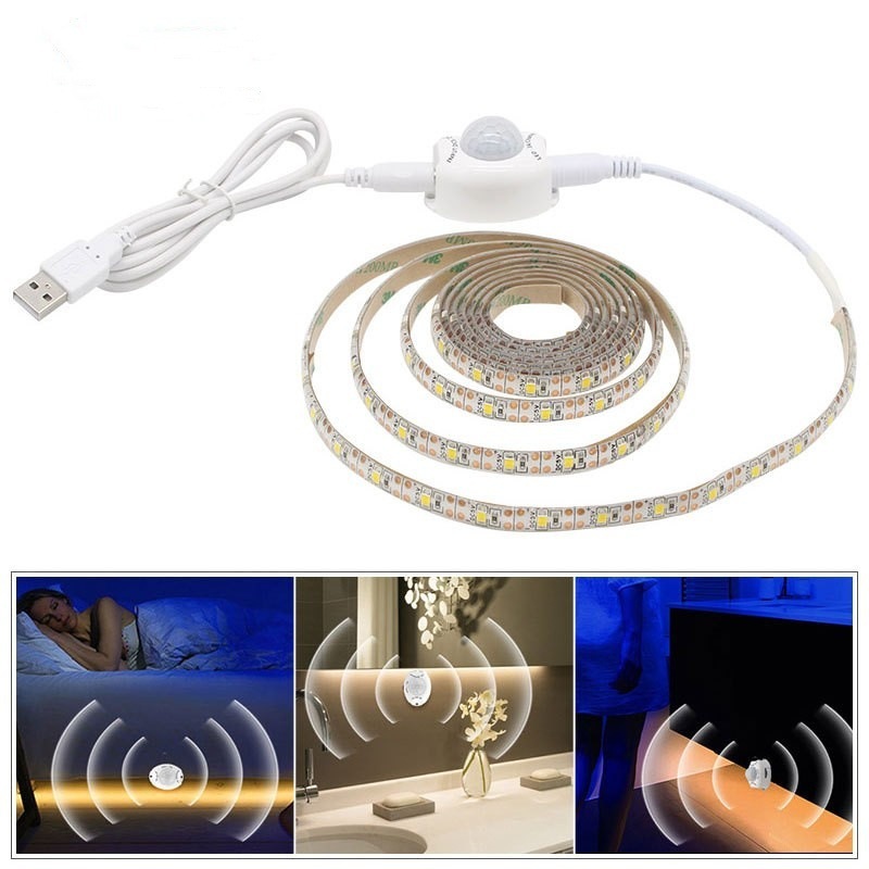 USB スマート人体センサーライトストリップセットベッドライト 5v2835 ライトストリップ LED 赤外線センサーキャビネットワードローブライト|undefined
