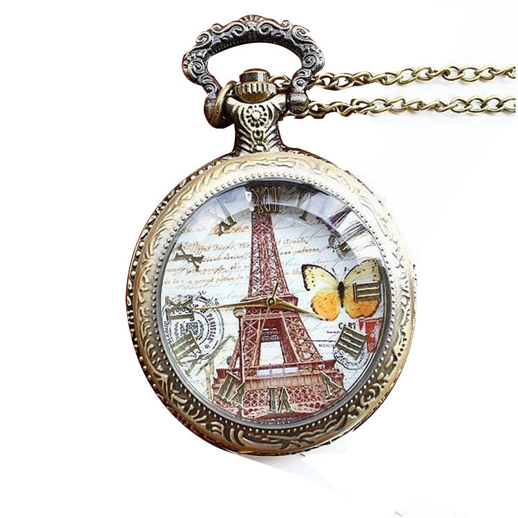 Factory Direct Sales Pocket Watch European and American Paris Eiffel Tower Pocket Watch Eiffel Tower Pocket Watch French Tower Pocket Watch Retro