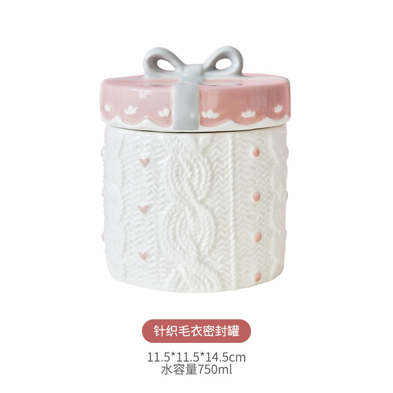 Suéter de punto, tanque sellado de cerámica ecológico, tanque de almacenamiento, tanque de almacenamiento, decoración decorativa, estilo romántico, fábrica recta